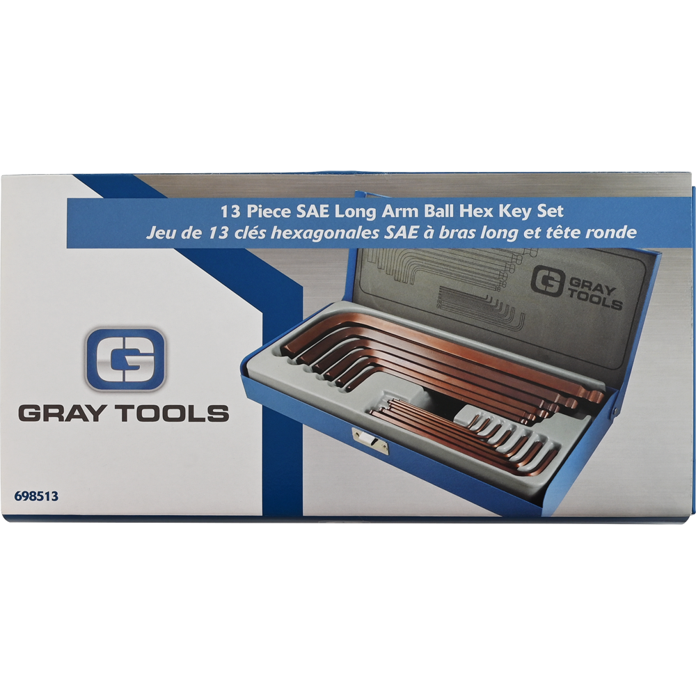 13 Piece SAE Long Arm Ball Hex Key Set – Gray Tools Online Store