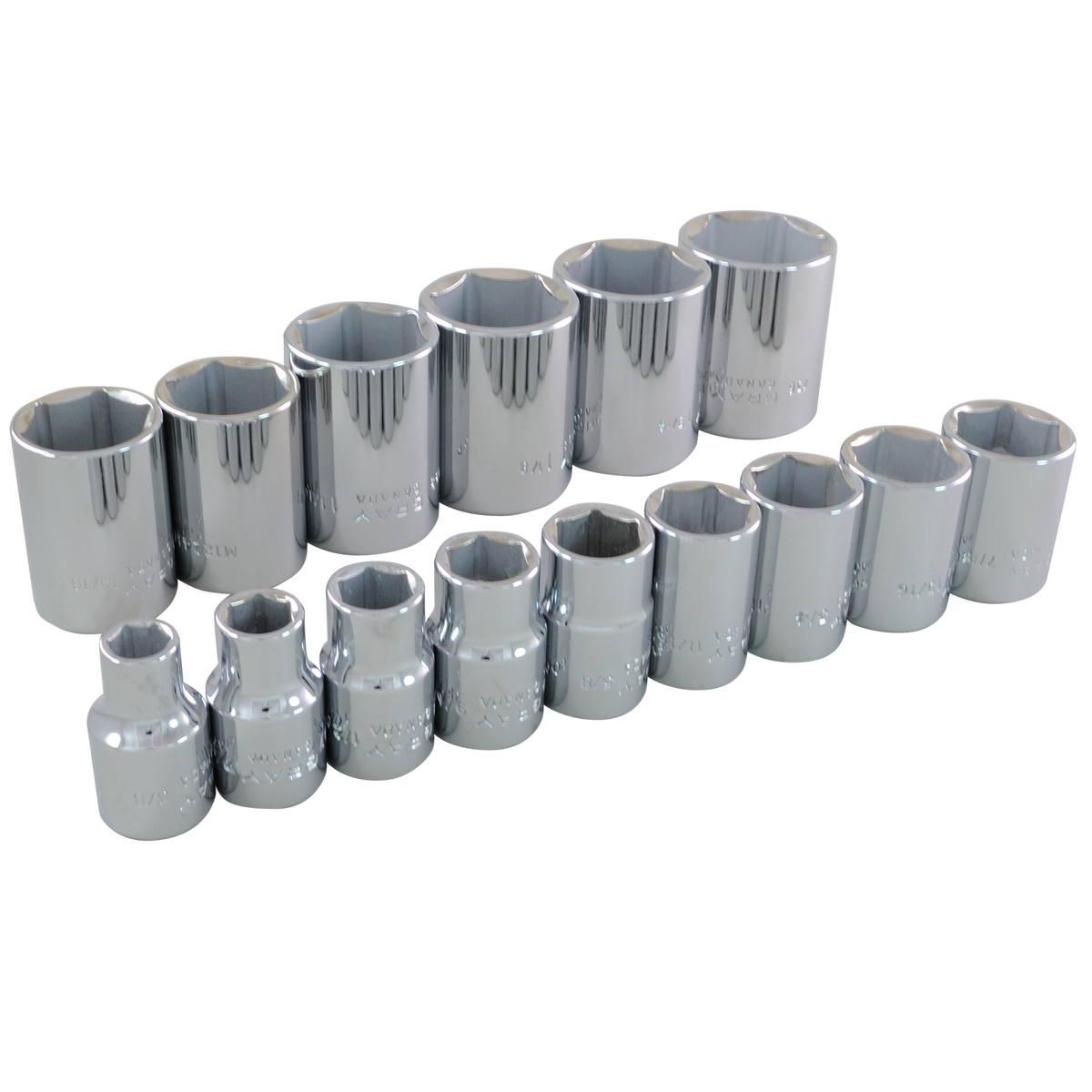 1/2 Drive 13 Piece 6 Point Limited Edition SAE Chrome Socket Set – Gray  Tools Online Store