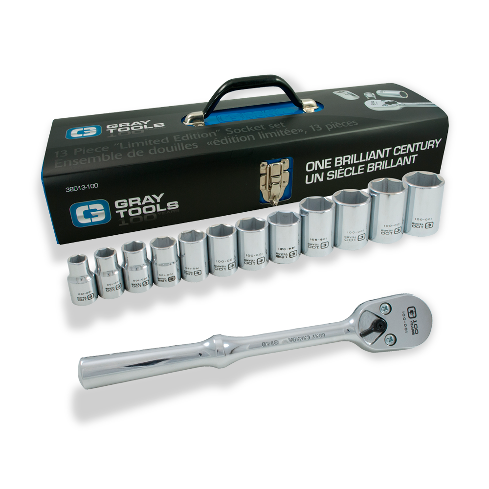 1/2 Drive 13 Piece 6 Point Limited Edition SAE Chrome Socket Set – Gray  Tools Online Store