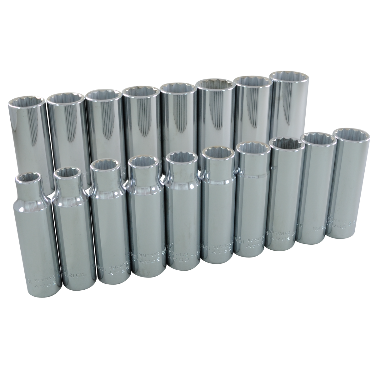 1/2" Dr. 18 Piece 12 Point Deep Metric Socket Set – Gray Tools Online Store
