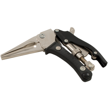 grip on ergo grip long nose locking pliers distributed by gray tools