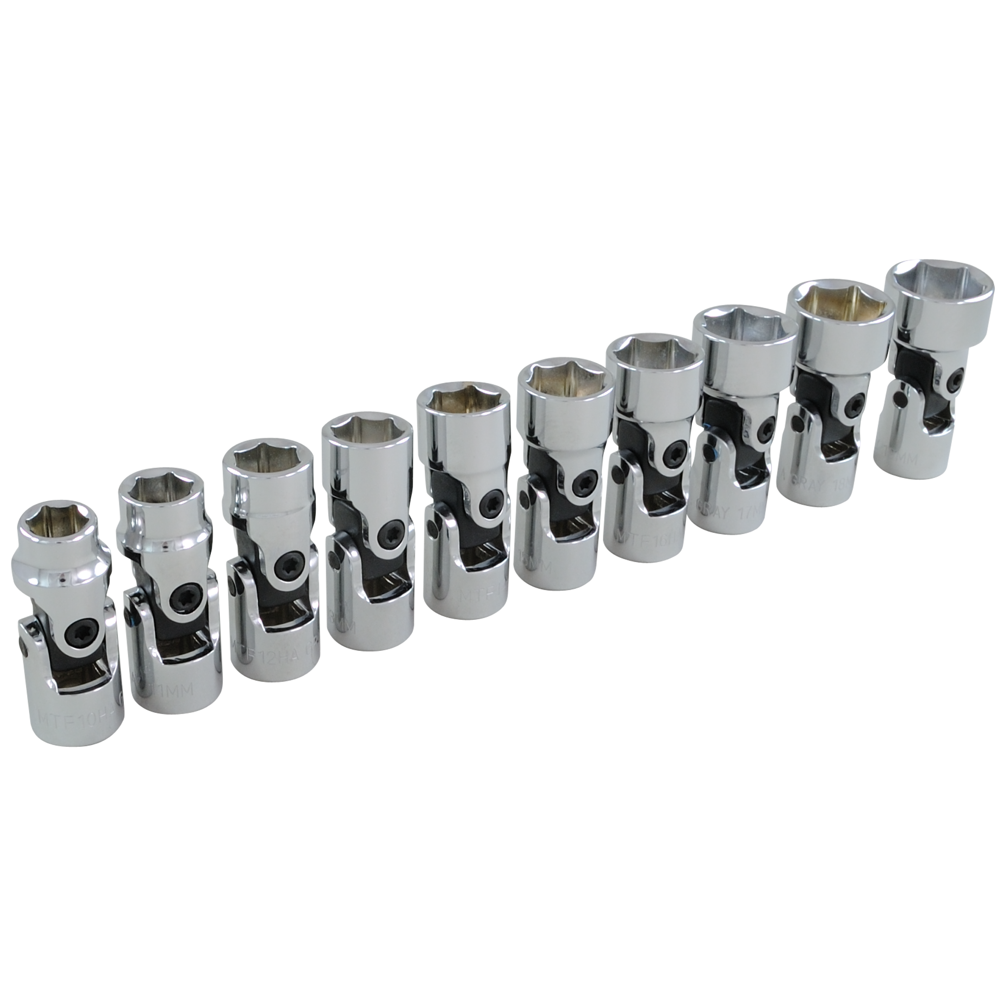 3/8" Dr. 10 Piece 6 Point Metric Universal Joint Socket Set