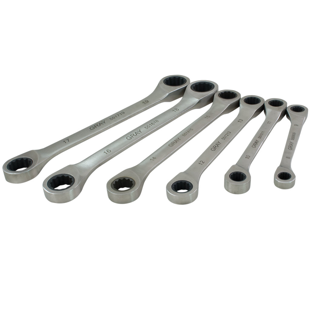 6 Piece Metric Multi-Gear Ratcheting Wrench Double Box End Fixed Head Set