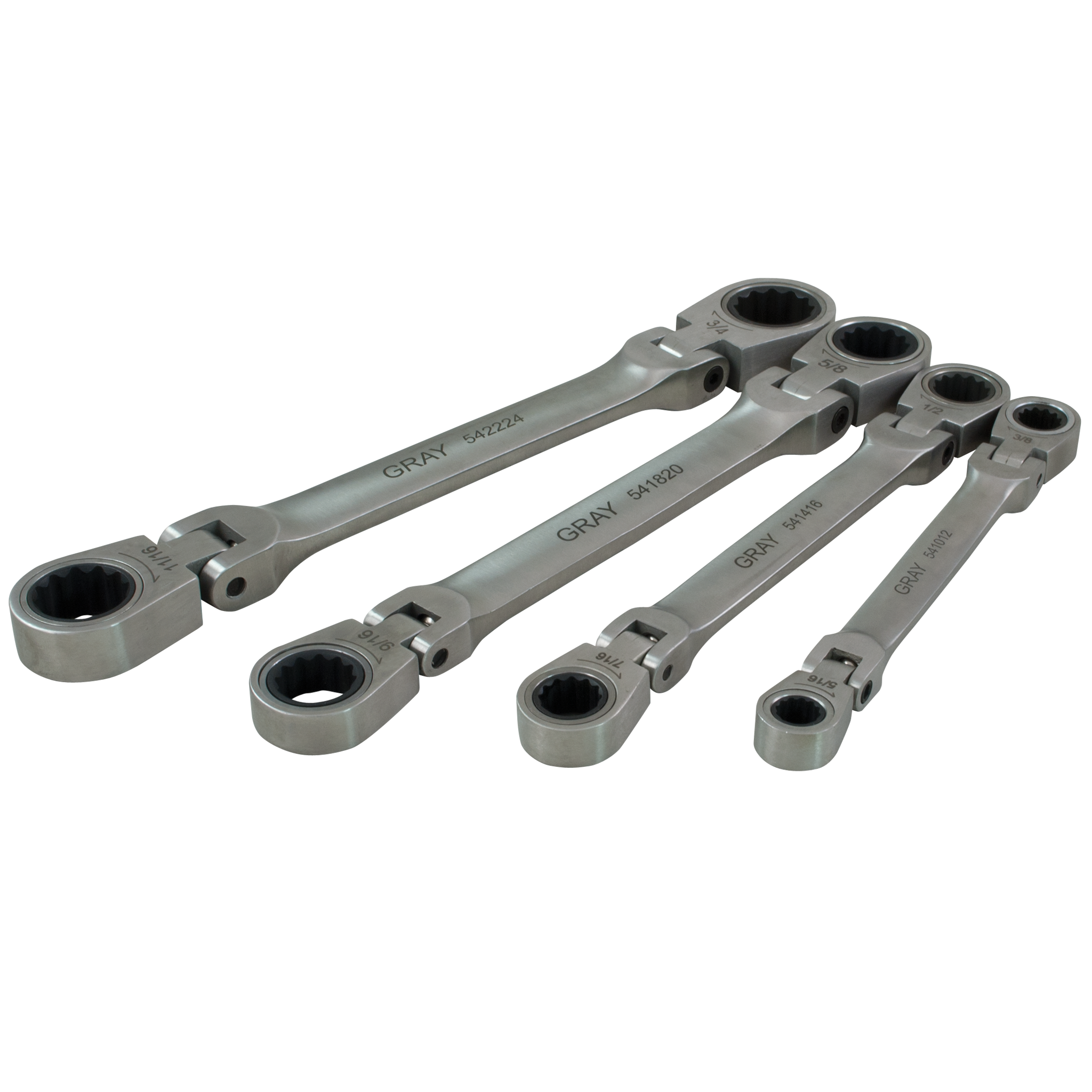 4 Pieces SAE Double Box End Flex Head Multi-Gear Ratcheting Wrench