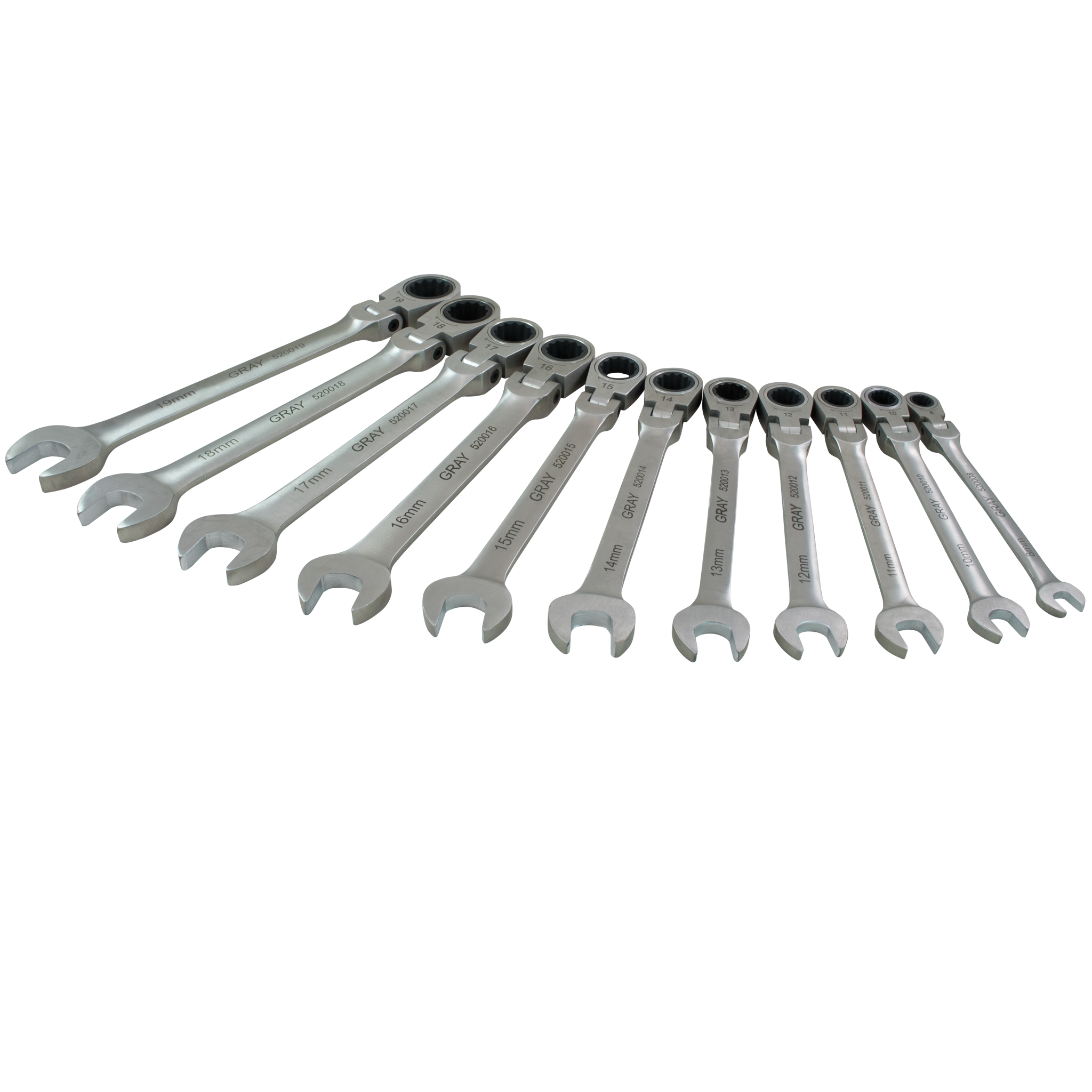 11 Piece Metric Combination Flex Head Multi-Gear Ratcheting Wrench Set
