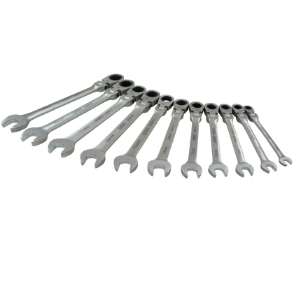 11 piece metric combination flex head multigear geared wrench set