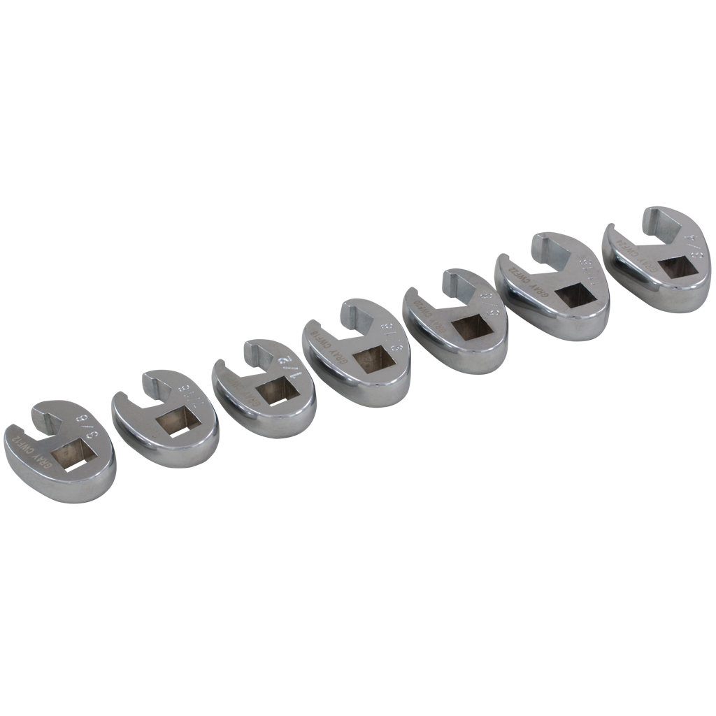 7 Piece 3/8" Dr. SAE Flare Nut Crowfoot Wrench Set