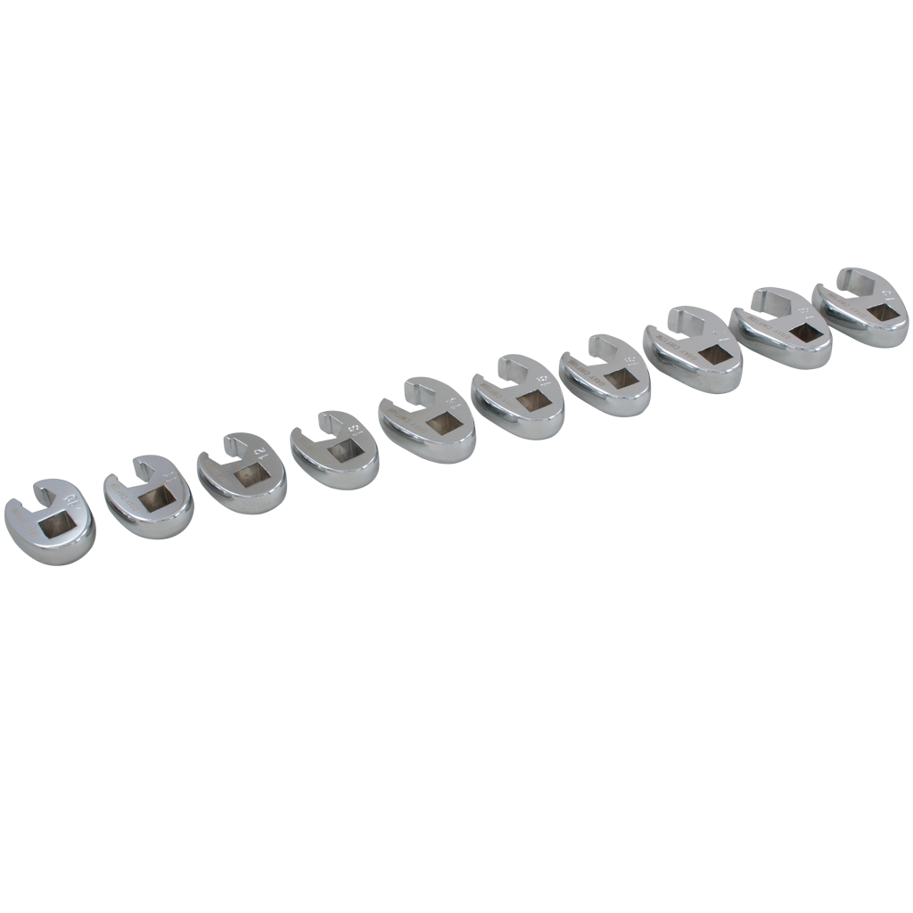 10 Piece 3/8" Dr. Metric Flare Nut Crowfoot Wrench Set