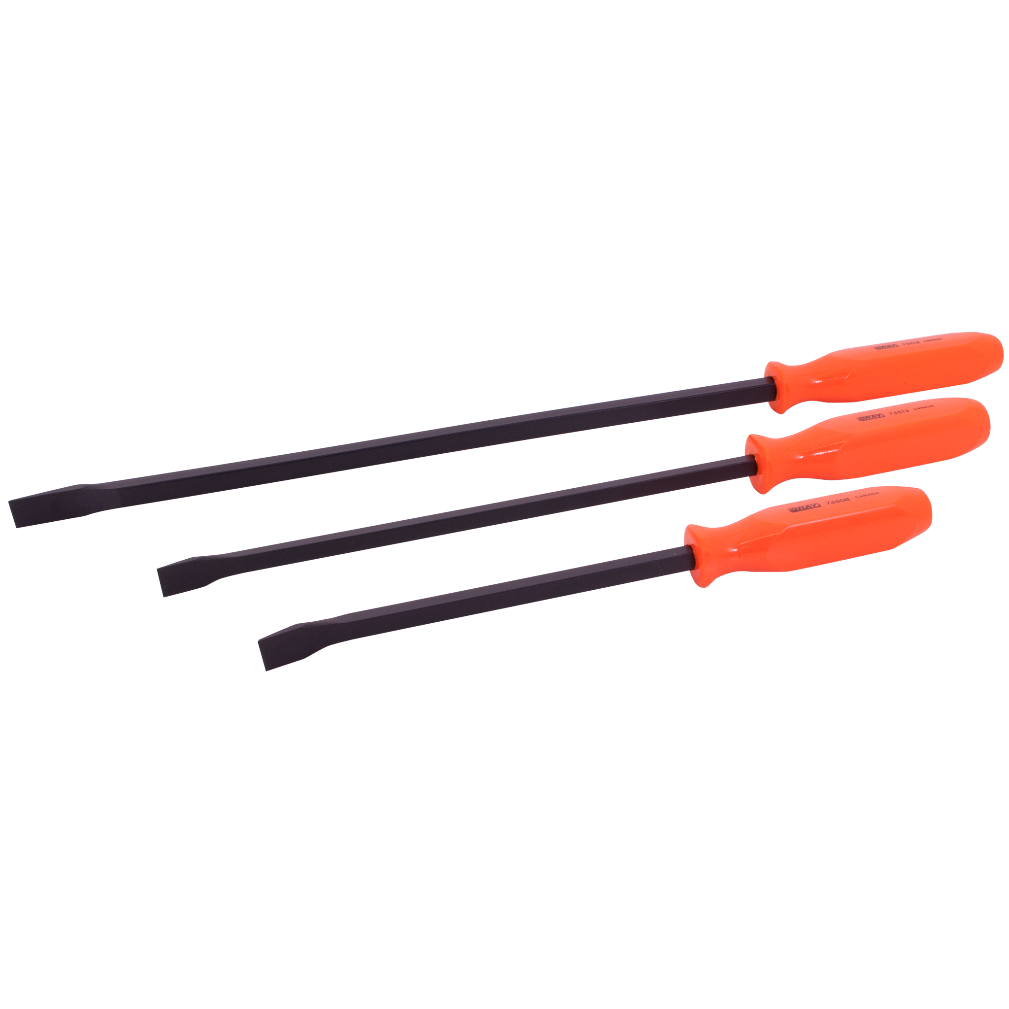 3 Piece Florescent Orange Handled Pry Bar Set with Black Oxide Blades