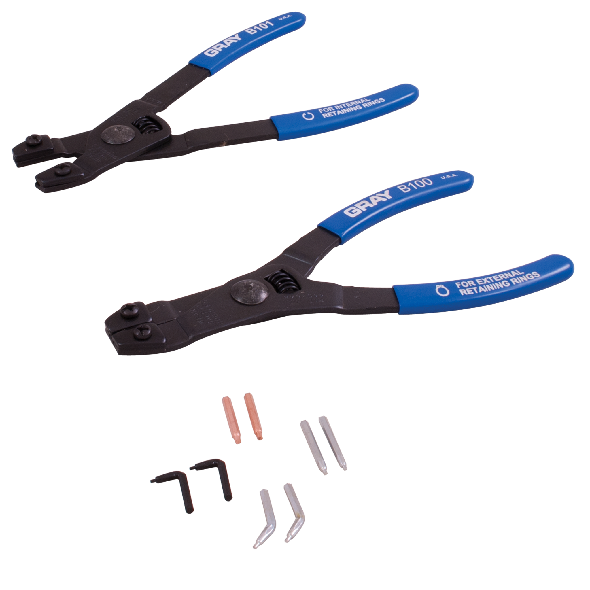 3 Piece Internal and External Retaining Ring Plier Set with Replaceable Tips