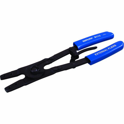 Heavy duty internal external retaining ring pliers with spring ratchet lock assembly