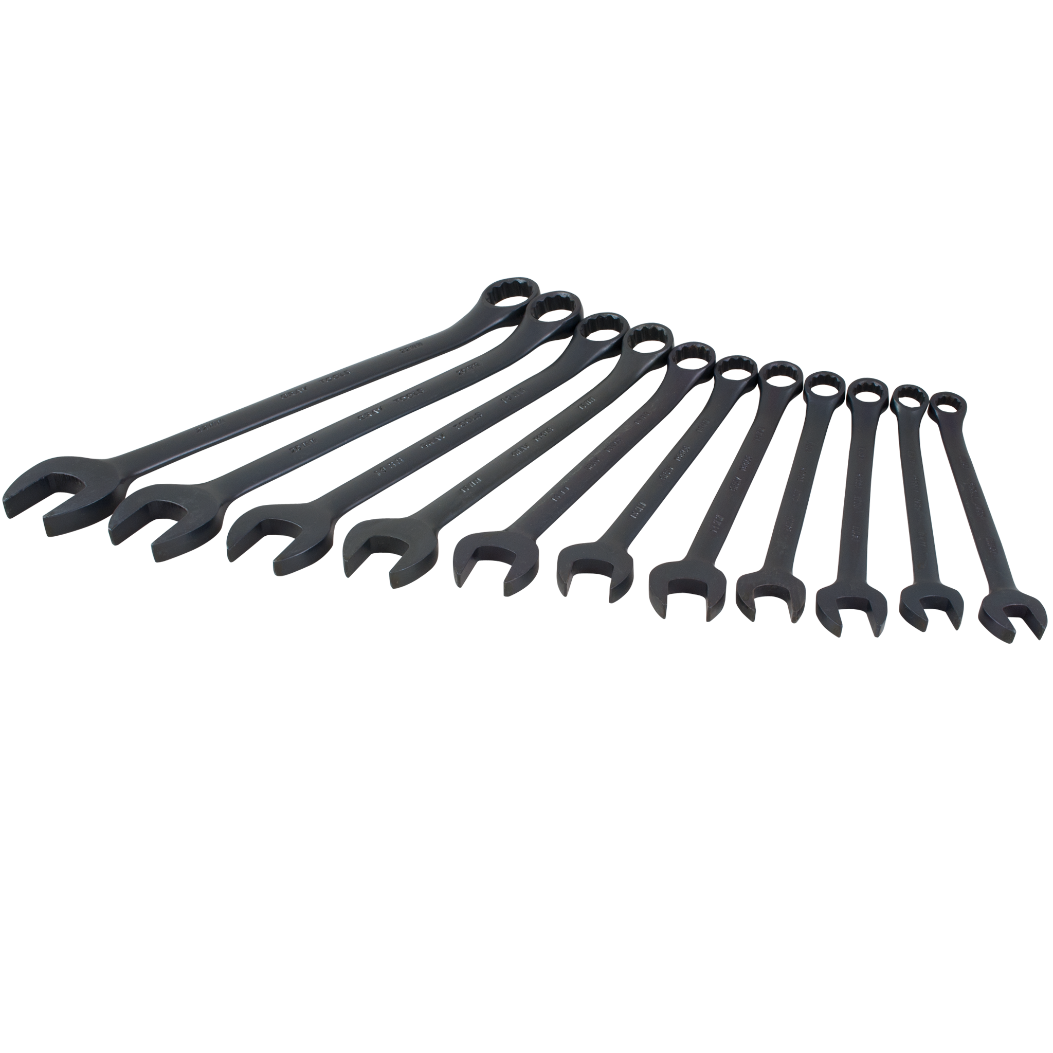 11 Piece 12 Point Metric Black Combination Wrench Set