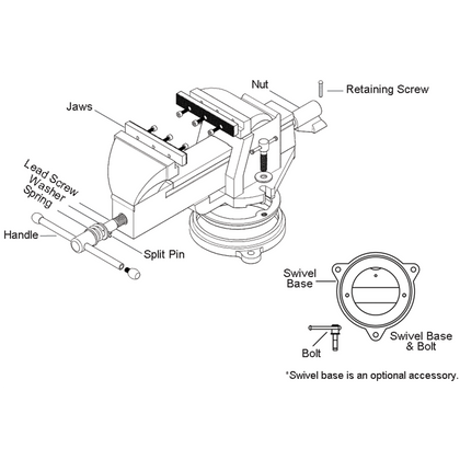 Ductile Iron Series Mechanics Vise Replacement Parts - (VS3A thru VS8A)