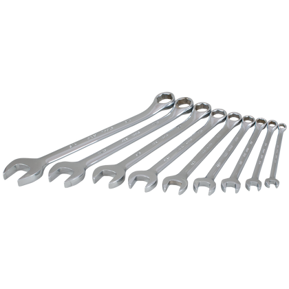 9 piece 6 point SAE mirror chrome combination wrench set